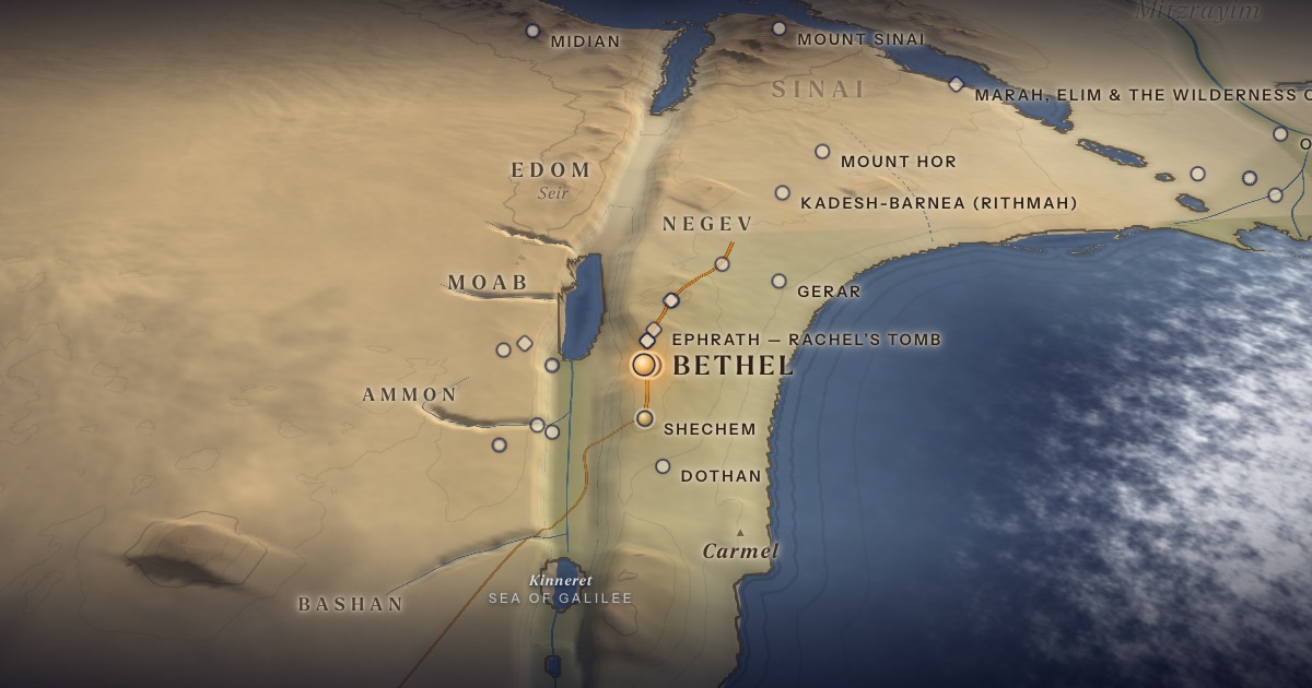 Between Bethel and Ai on the 3D map of the Torah Atlas