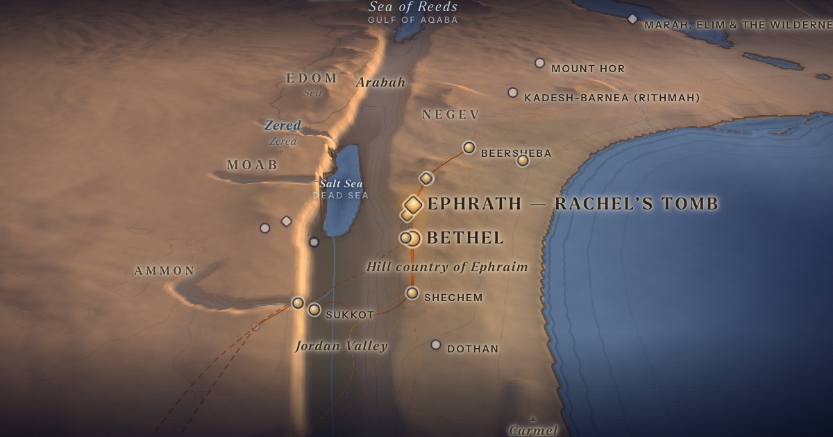 The Road to Ephrath on the 3D map of the Torah Atlas