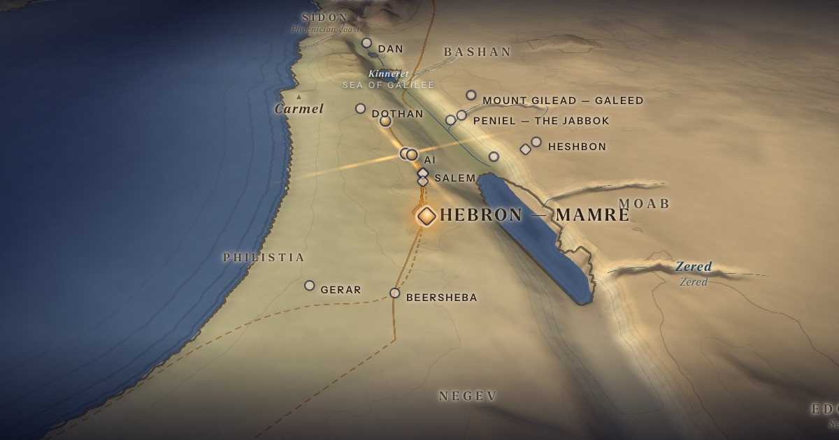 Hebron — the Oaks of Mamre on the 3D map of the Torah Atlas