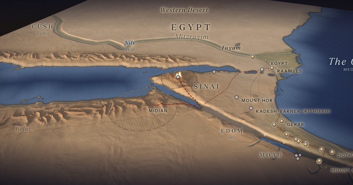 The Burning Bush on the 3D map of the Torah Atlas