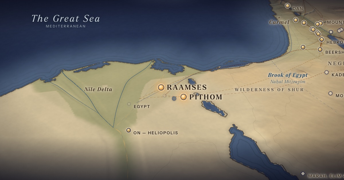 Pithom and Raamses on the 3D map of the Torah Atlas