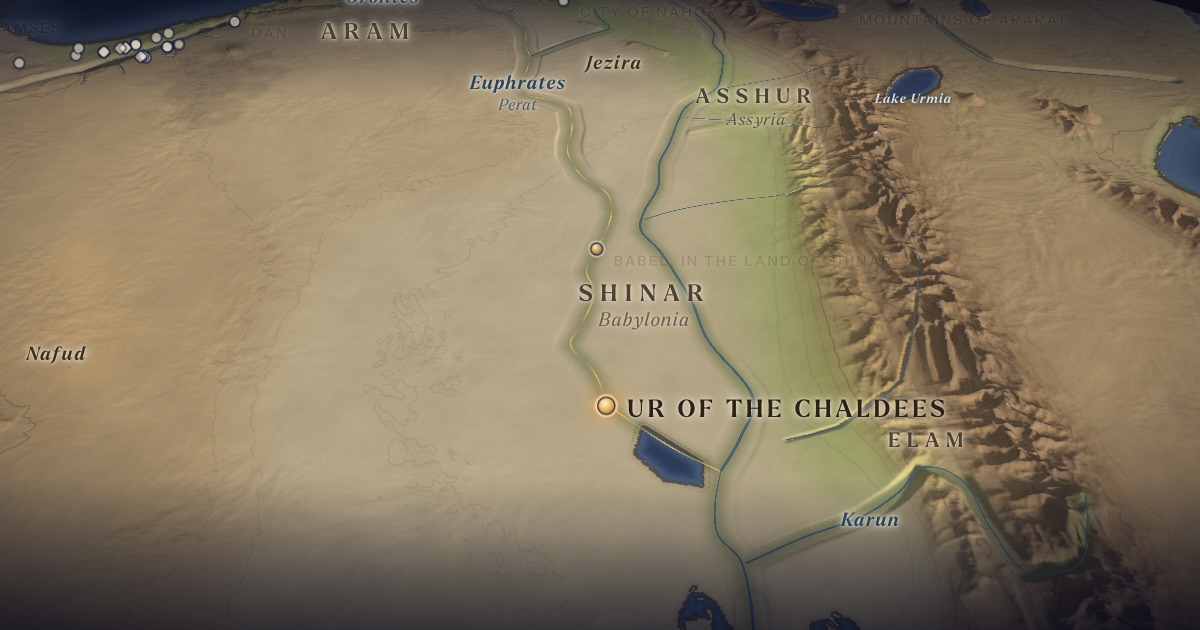 Ur of the Chaldees on the 3D map of the Torah Atlas